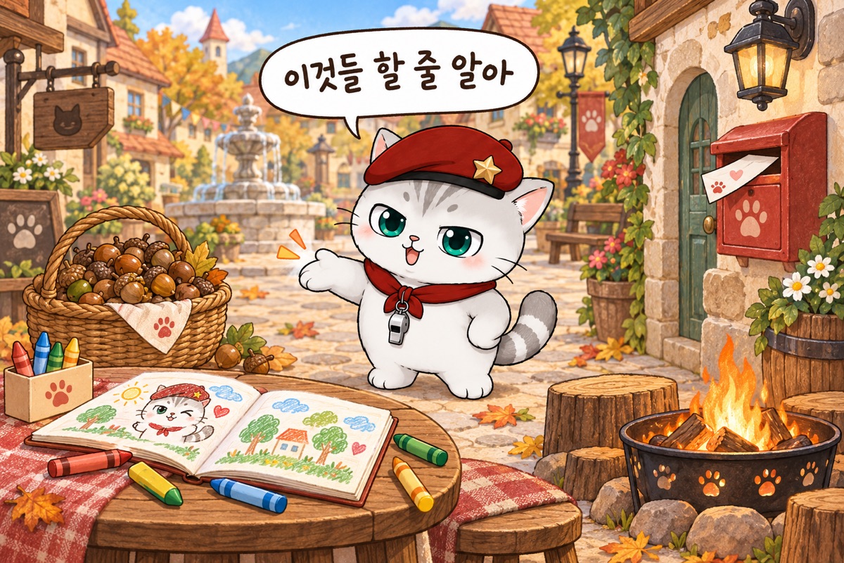 마을에서 할 수 있는 일을 안내하는 뽀야