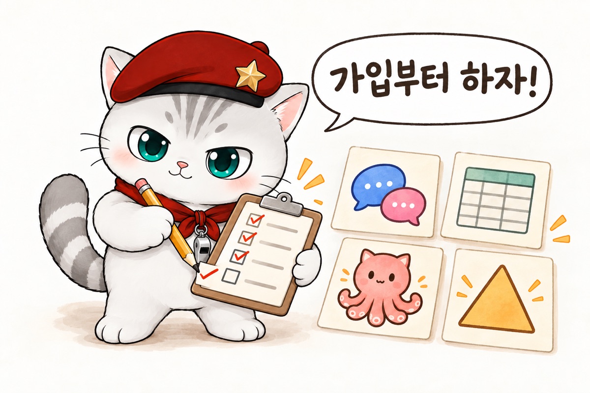 체크리스트에 하나씩 체크하는 뽀야